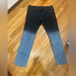 Fashion Nova Men's Gradient Black and Blue Jeans